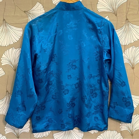 Chinese Tang Suit Jacket Shirt Blue White - Picture 7 of 9